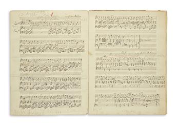 RUBINSTEIN, ANTON. Autograph Musical Manuscript Signed, seven times, working draft of his 6 Lieder for voice and piano (Op. 72),